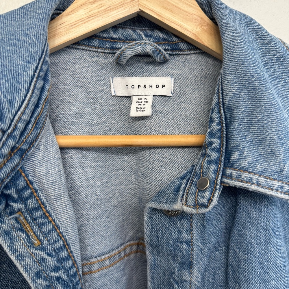 Topshop Blue Denim Oversized Button-Up Jacket - Picture 3 of 3